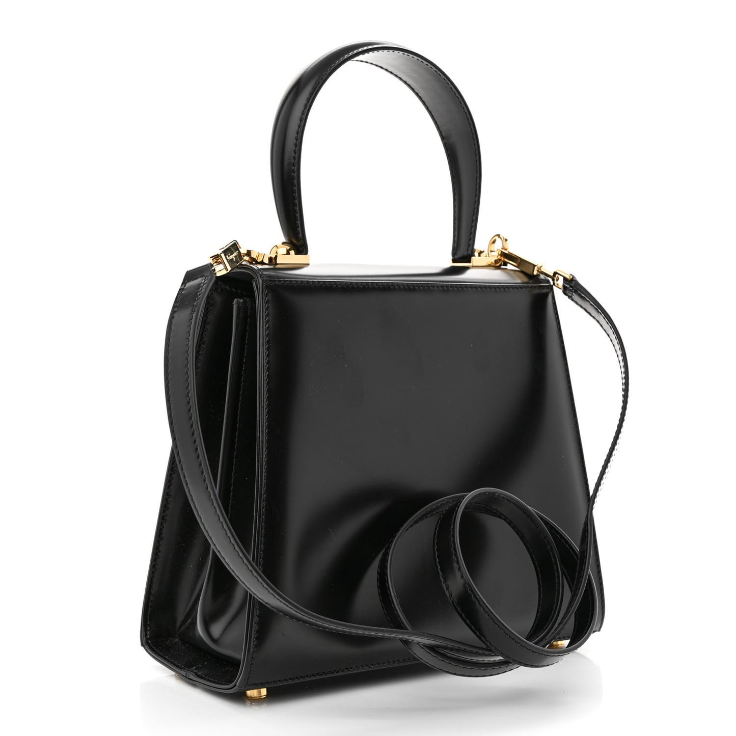 Brushed Off Calfskin Iconic Top Handle Bag Black