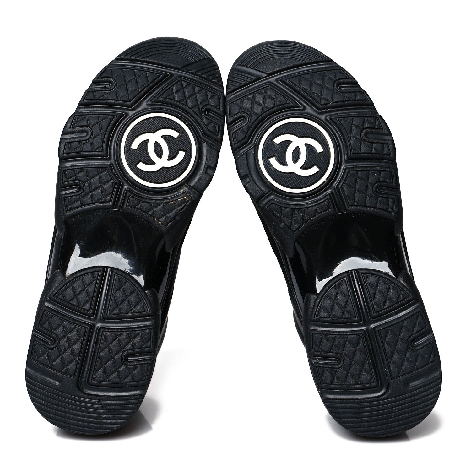 Chanel Toile Suede Calfskin CC Sneakers 37 Black 5 of 7