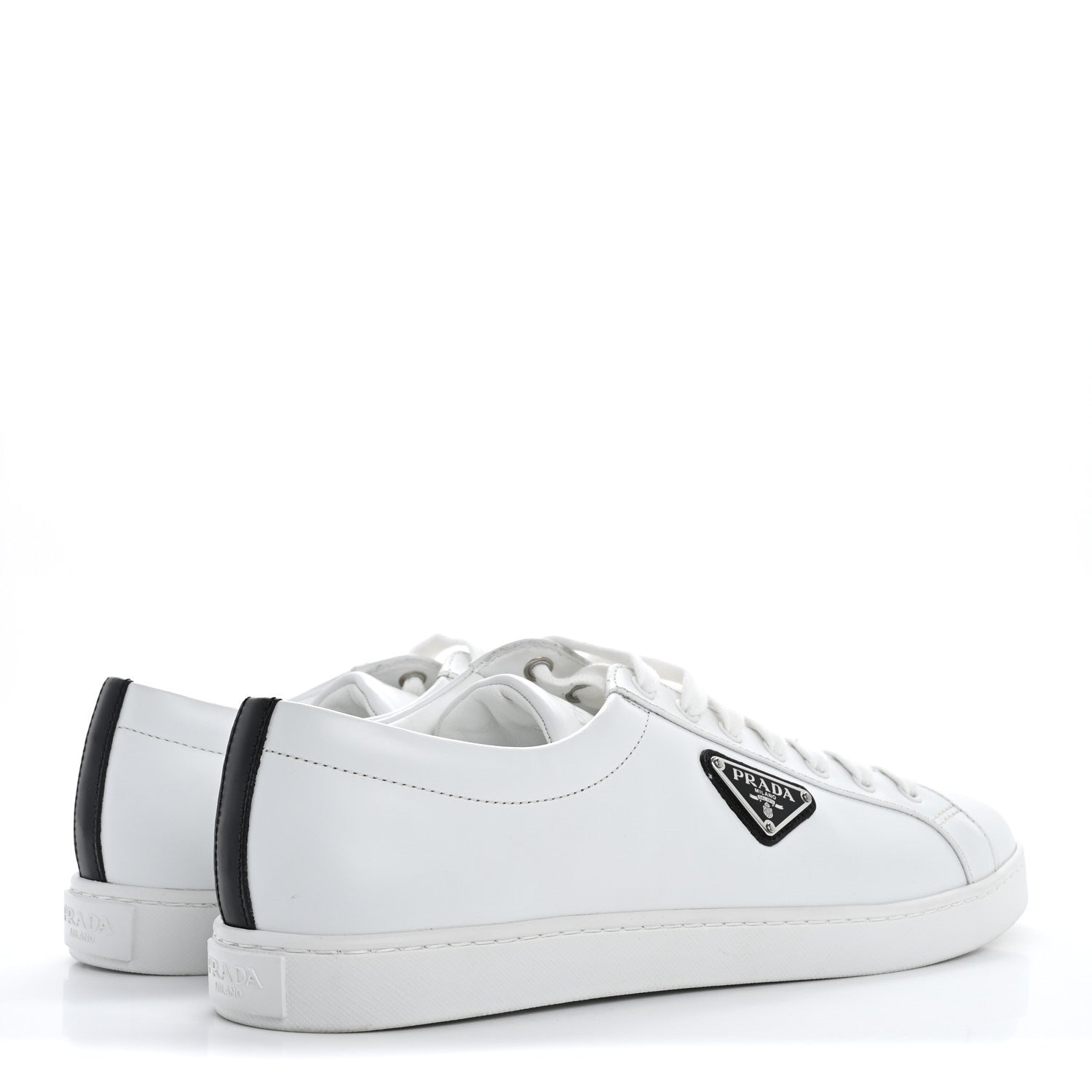 Prada Spazzolato Rois Triangle Logo Mens Low Top  Sneakers 9.5 White Black 5 of 14