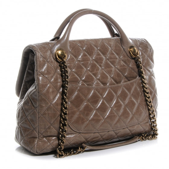 Chanel Glazed Calfskin Castle Rock Large Flap Dark Beige 3 of 8