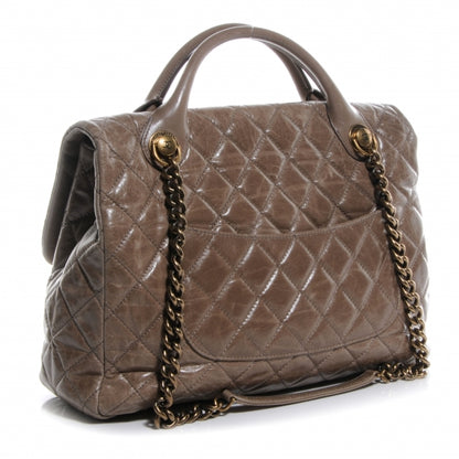 Chanel Glazed Calfskin Castle Rock Large Flap Dark Beige 3 of 8
