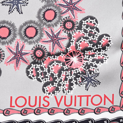 Louis Vuitton Silk Monogram Coral Square Scarf Pearl Grey 3 of 4