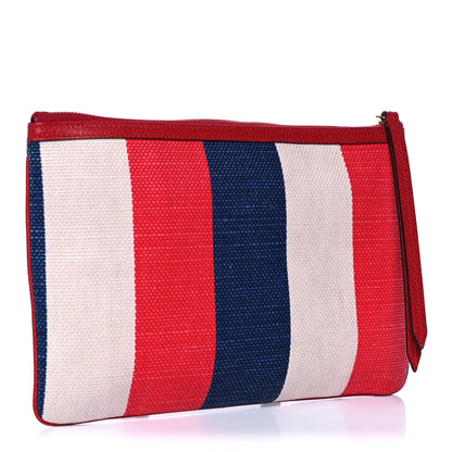 Gucci Canvas Sylvie Stripe Logo Zip Pouch Mystic White Hibiscus Red Maritime 3 of 12