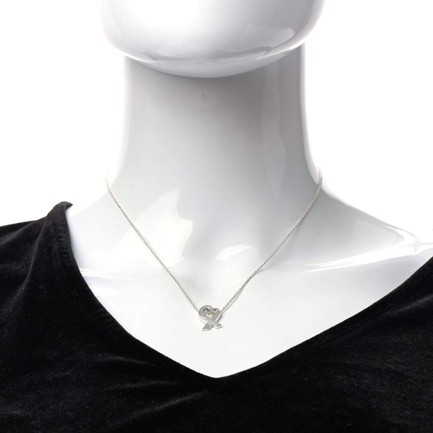 Tiffany Sterling Silver Small Paloma Picasso Loving Heart Pendant Necklace 2 of 6