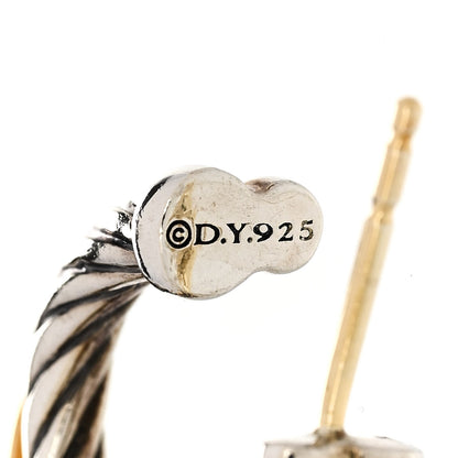 David Yurman Sterling Silver 18K Yellow Gold 17mm Crossover Cable Hoop Earrings 4 of 4