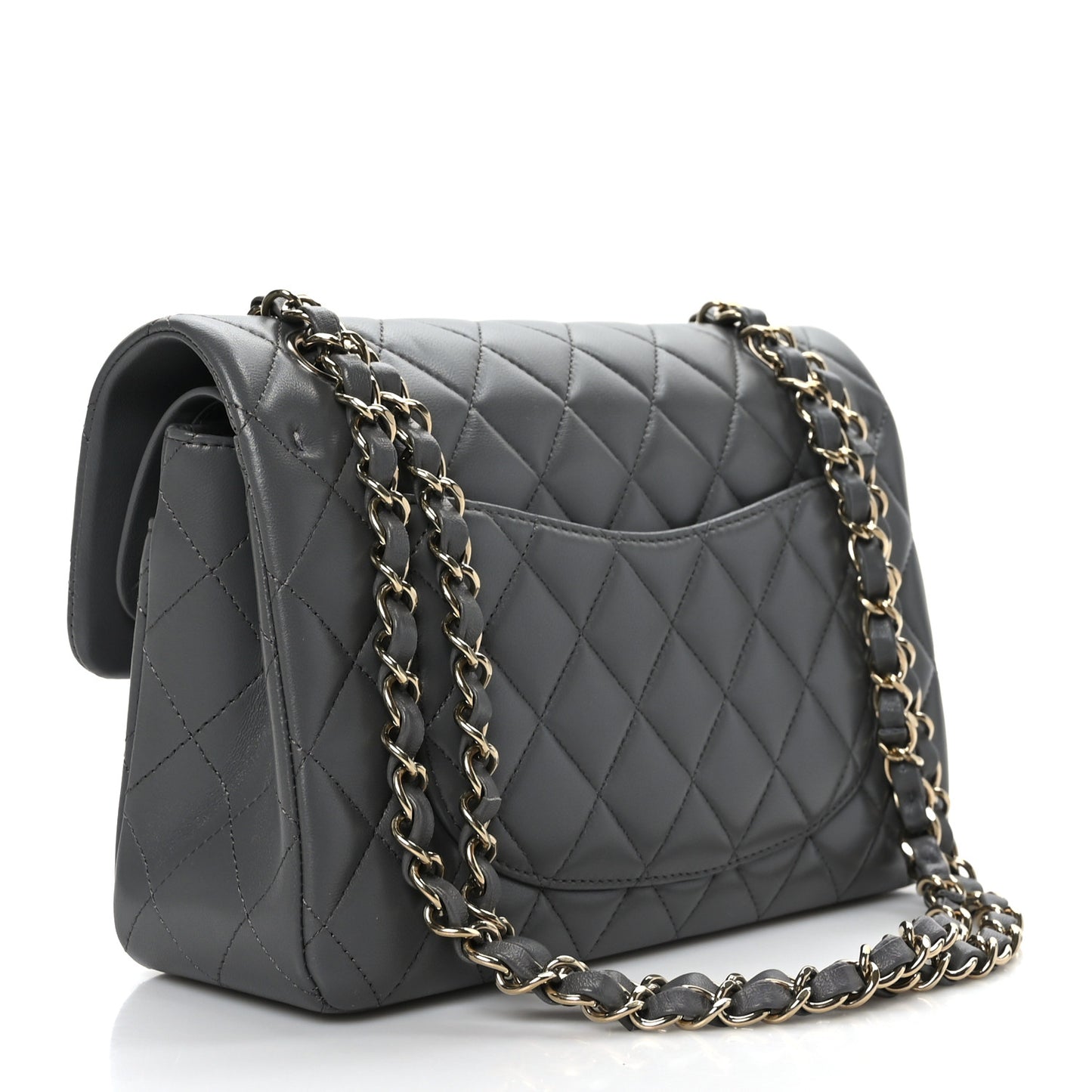 Lambskin Quilted Small Double Flap Grey
