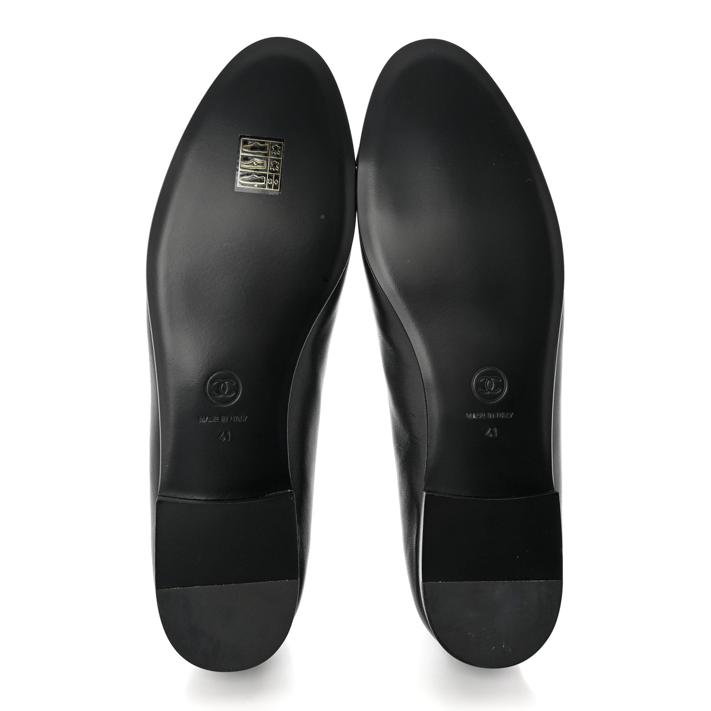 Lambskin Patent Cap Toe Ballerina Flats 41 Black