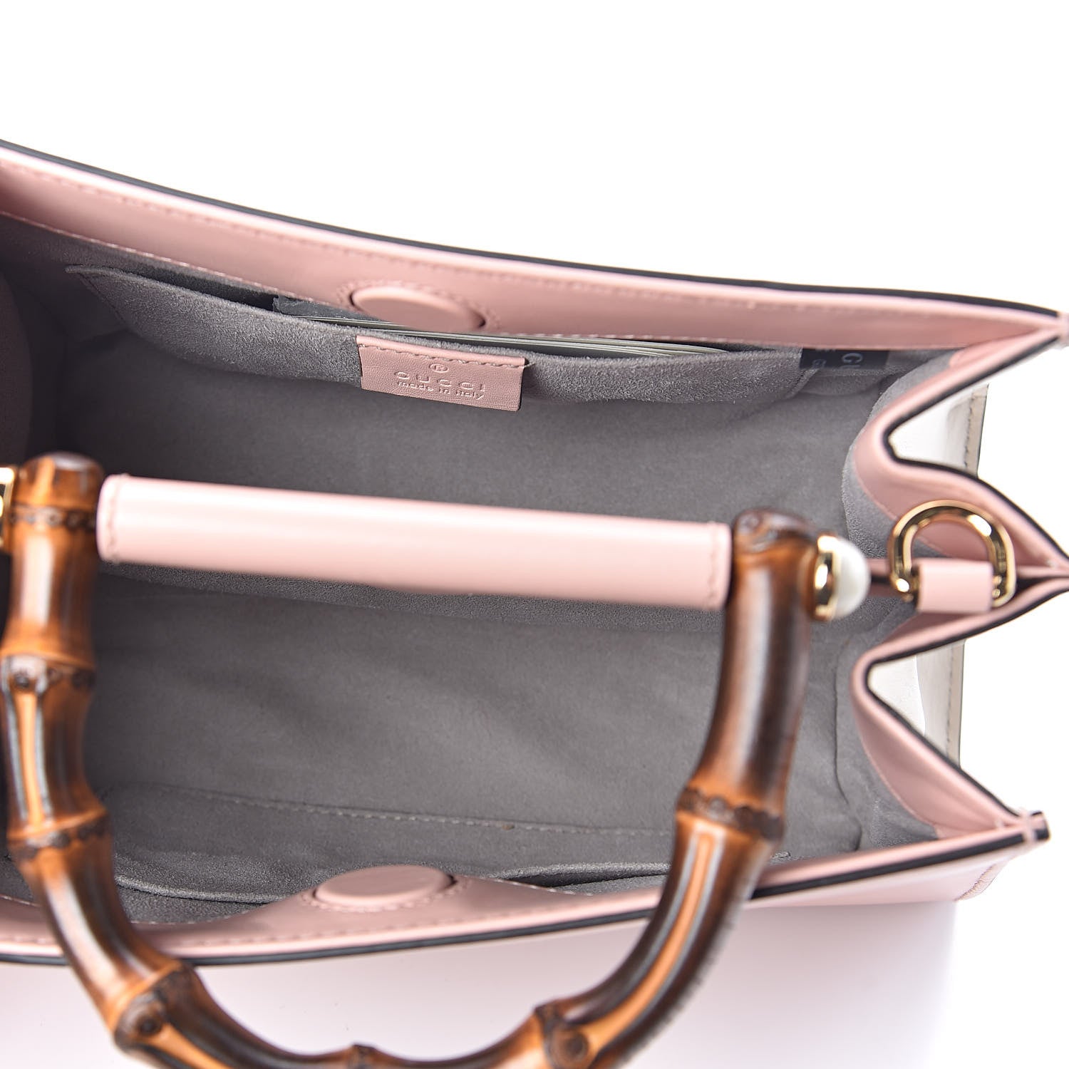 Gucci Nappa Bamboo Web Mini Nymphaea Top Handle Bag Perfect Pink Mystic White 5 of 9