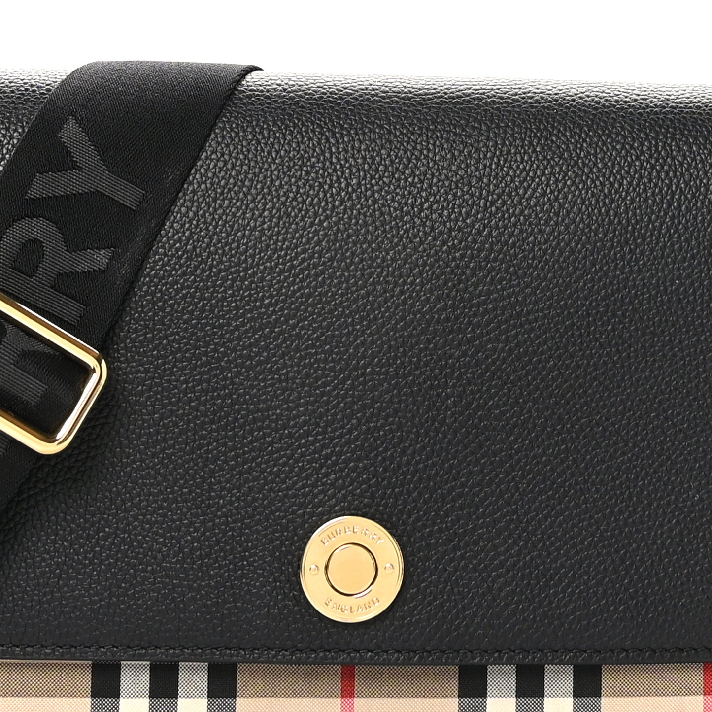 Grainy Calfskin Vintage Check Note Crossbody Bag Black