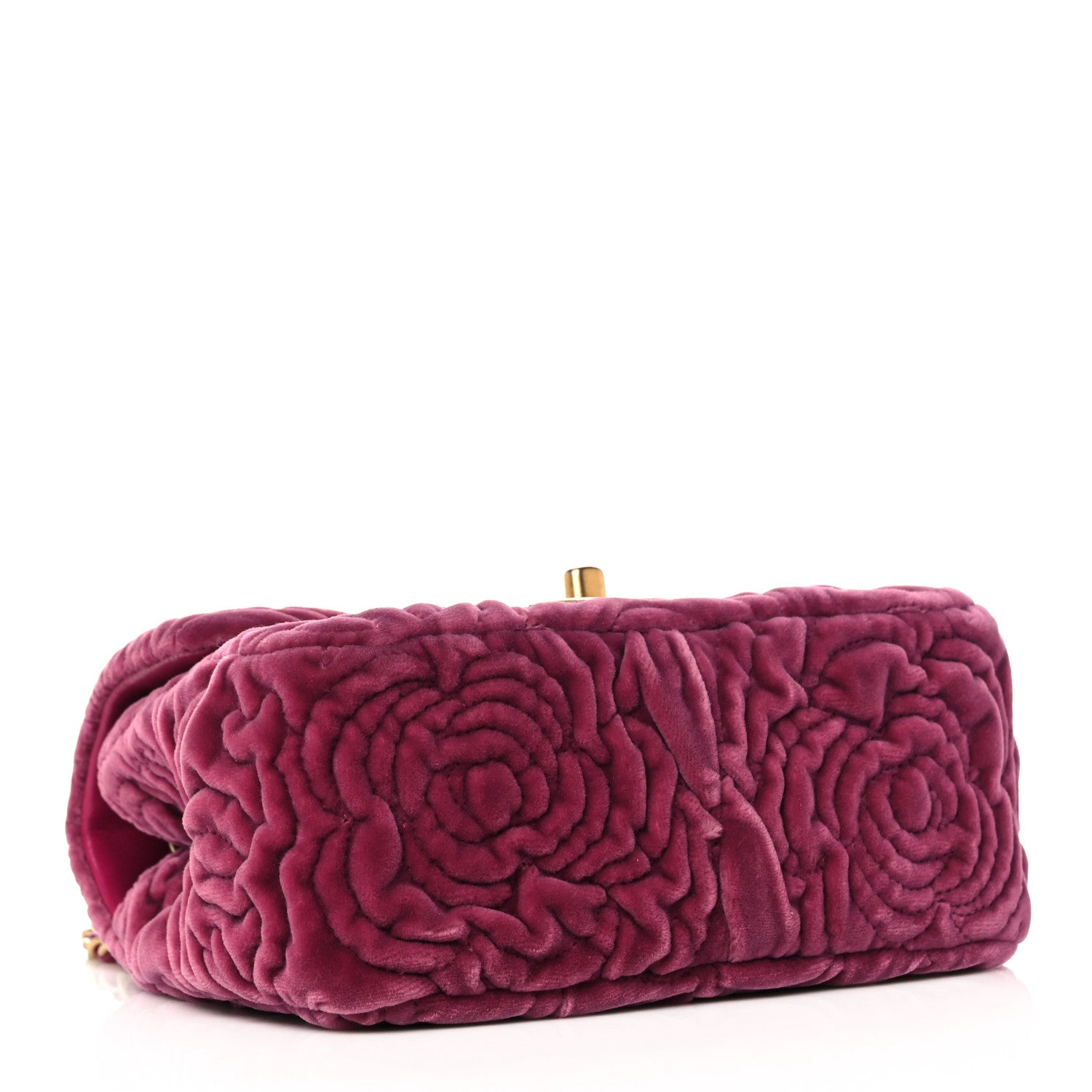Chanel Velvet Camellia Embossed Mini Square Flap Pink 4 of 11
