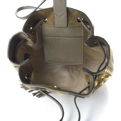 Chloe Suede Studded Small Inez Drawstring Bag Merino Grey 5 of 9