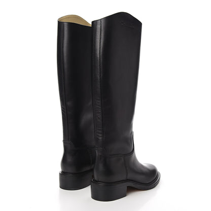 Chanel Calfskin Logo Riding Boots 39 Black 4 of 8