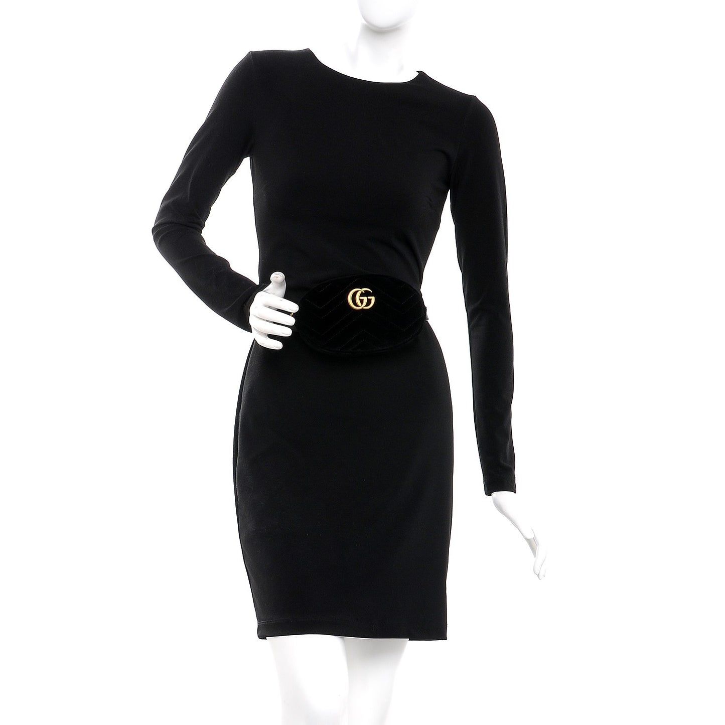 Velvet Matelasse GG Marmont Belt Bag 85 34 Black