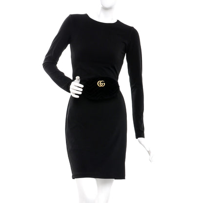 Gucci Velvet Matelasse GG Marmont Belt Bag 85 34 Black 2 of 8
