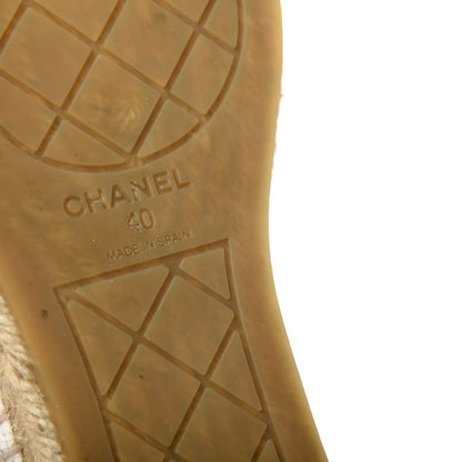 Chanel Grained Calfskin CC Espadrilles 40 White Black 9 of 10