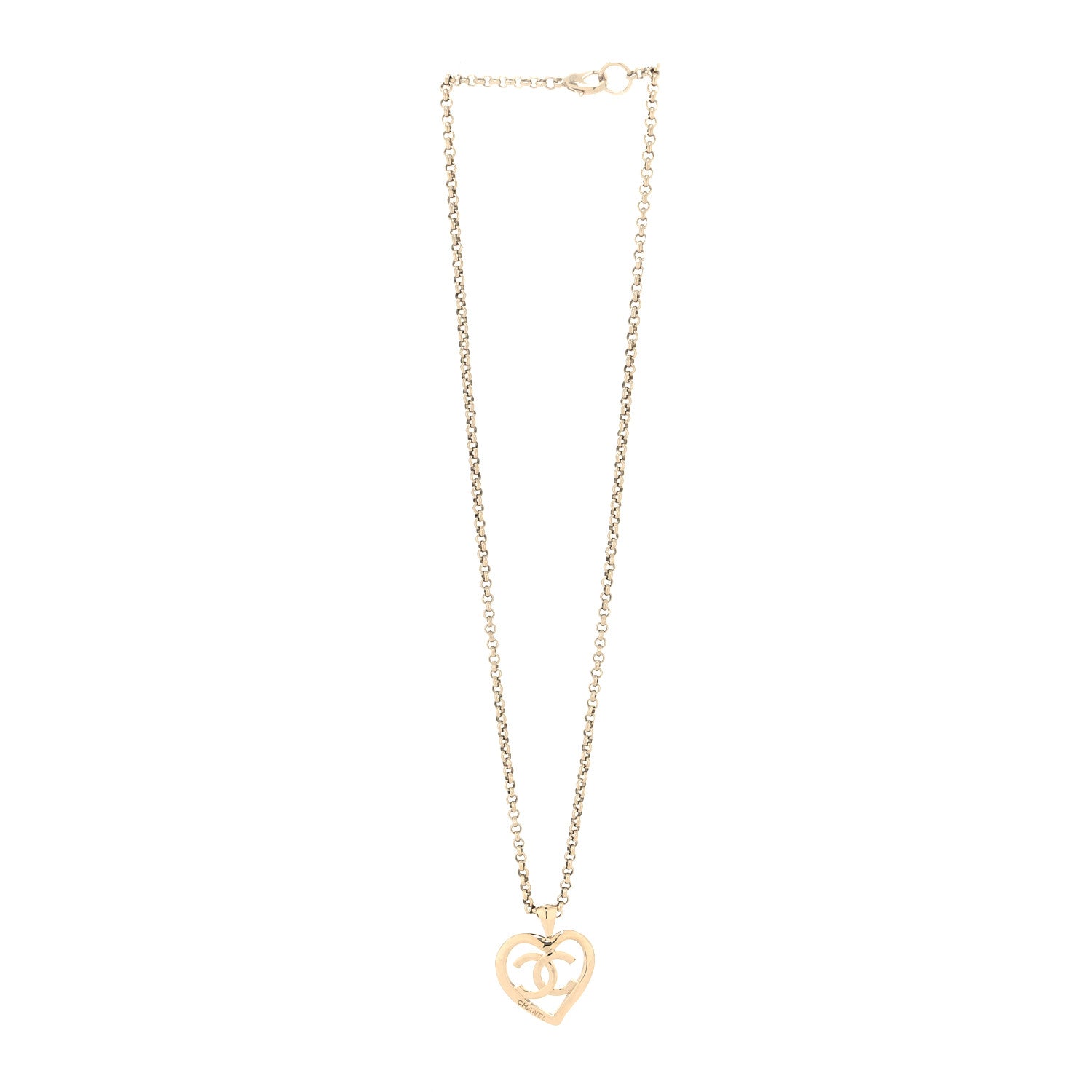 Chanel Metal CC Heart Coco Pendant Necklace Gold 3 of 5