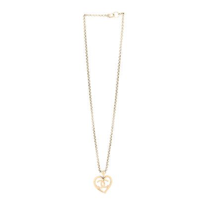 Chanel Metal CC Heart Coco Pendant Necklace Gold 3 of 5