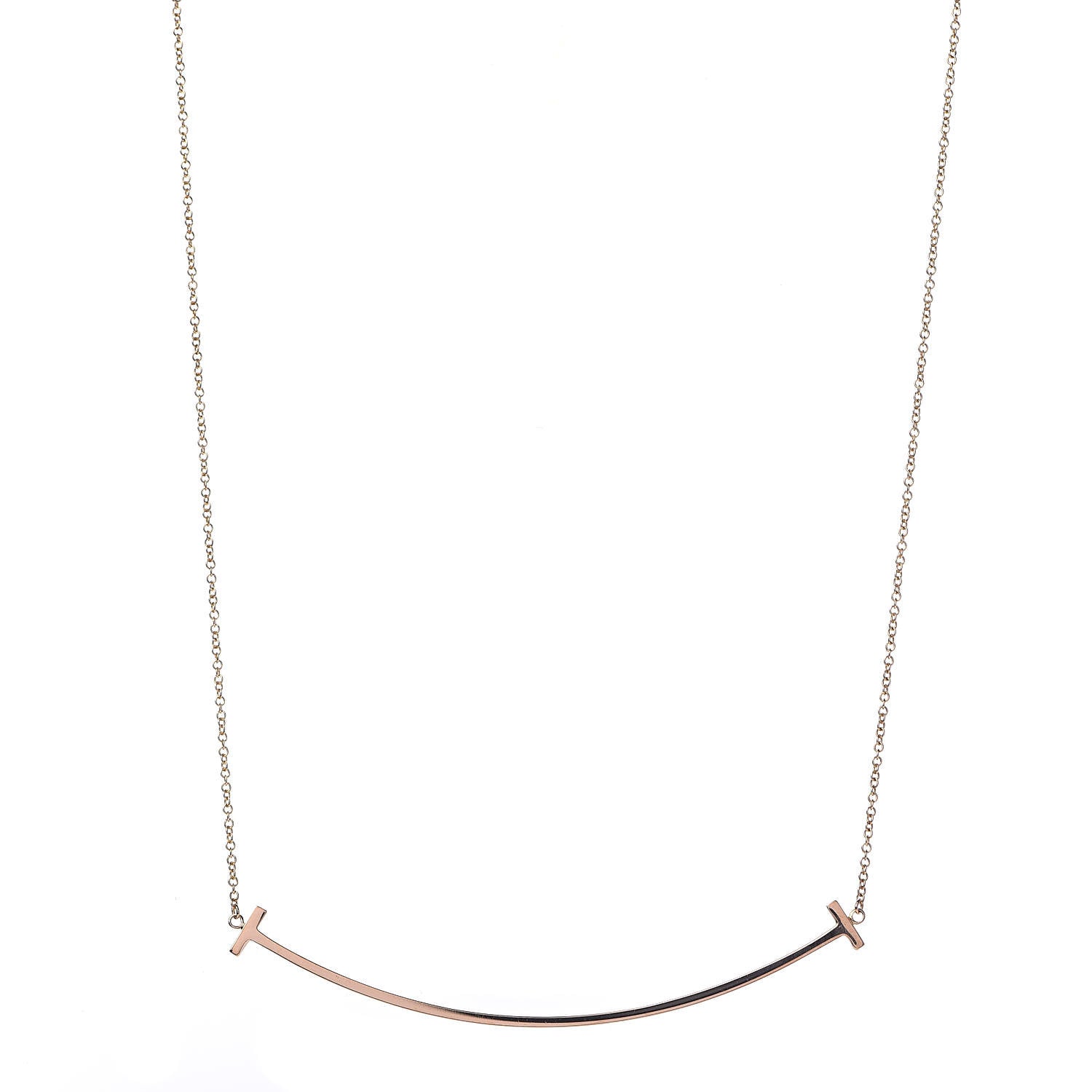 Tiffany 18K Rose Gold T Smile Pendant Necklace 1 of 6