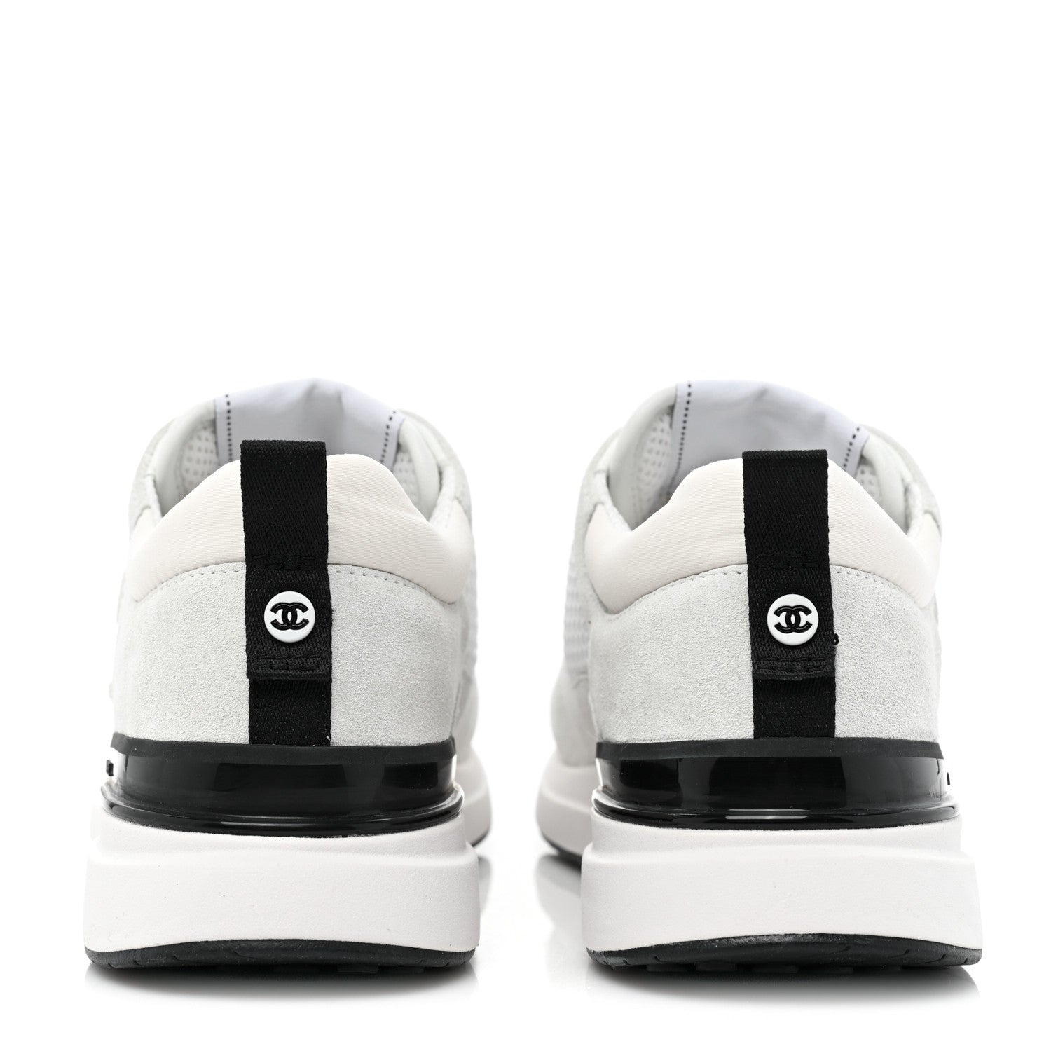 Chanel Calfskin Mesh Lycra Suede Womens Logo Sneakers 39 White 4 of 11