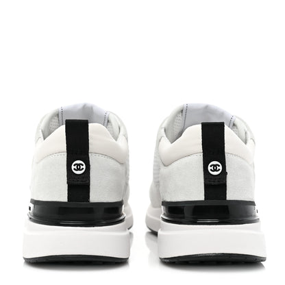 Chanel Calfskin Mesh Lycra Suede Womens Logo Sneakers 39 White 4 of 11