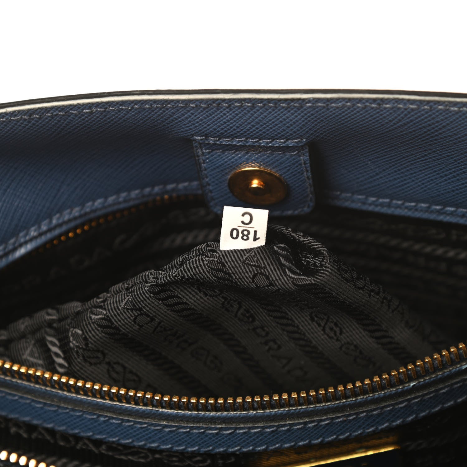 Prada Saffiano Lux Bi-Color Medium Tote Bluette Black 8 of 13