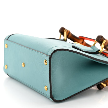 Gucci Wonka Grain Calfskin Mini Diana Tote Bag Dusty Azure Orange Fluo 10 of 10