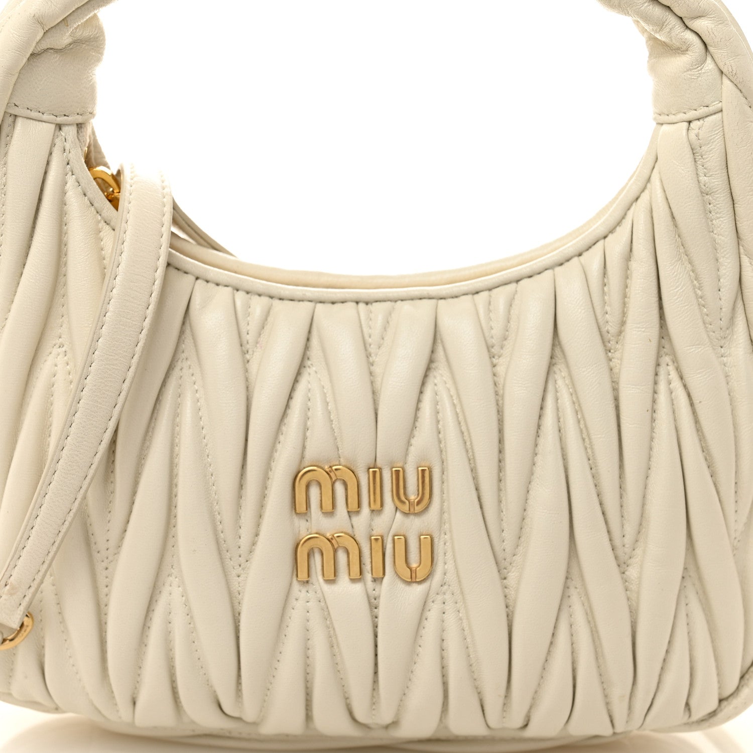 Miu Miu Nappa Matelasse Small Wander Hobo White 7 of 9