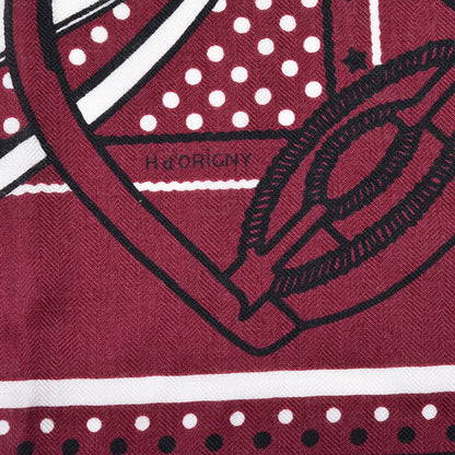Hermes Silk Cashmere Grand Manege Bandana Shawl 140 Bordeaux White Black 5 of 6