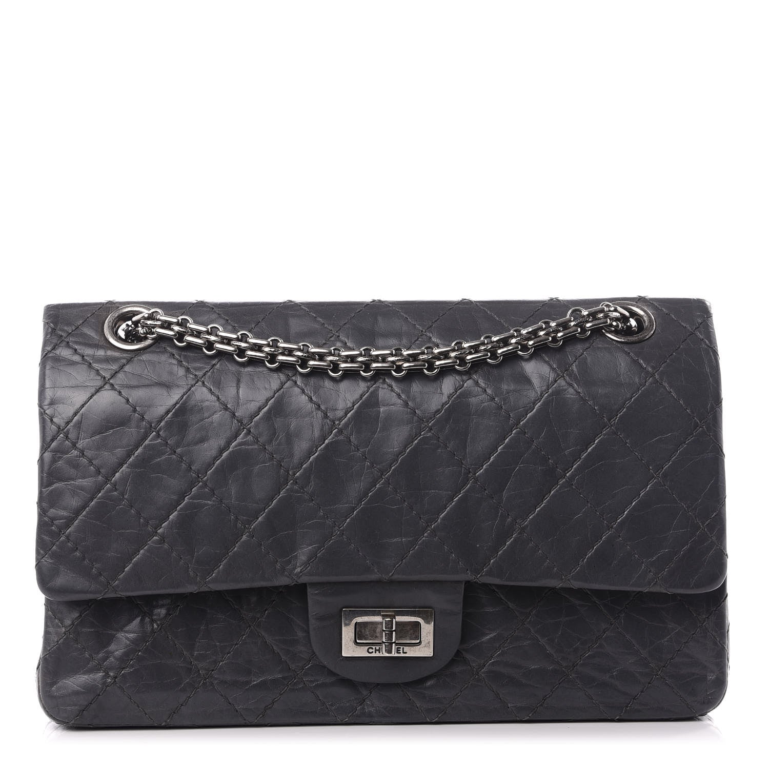 Chanel Aged Calfskin Quilted 50th Anniversary 2.55 Reissue 225 Flap Gris 1 of 9