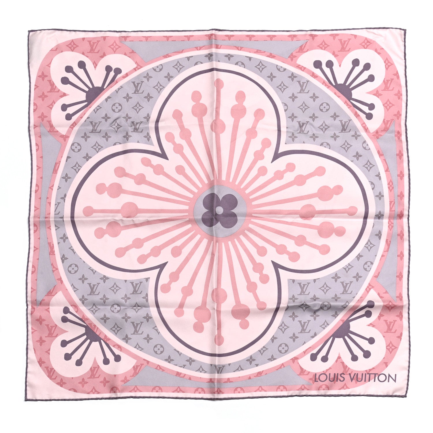 Louis Vuitton Silk Monogram Floral Scarf Pink 1 of 4
