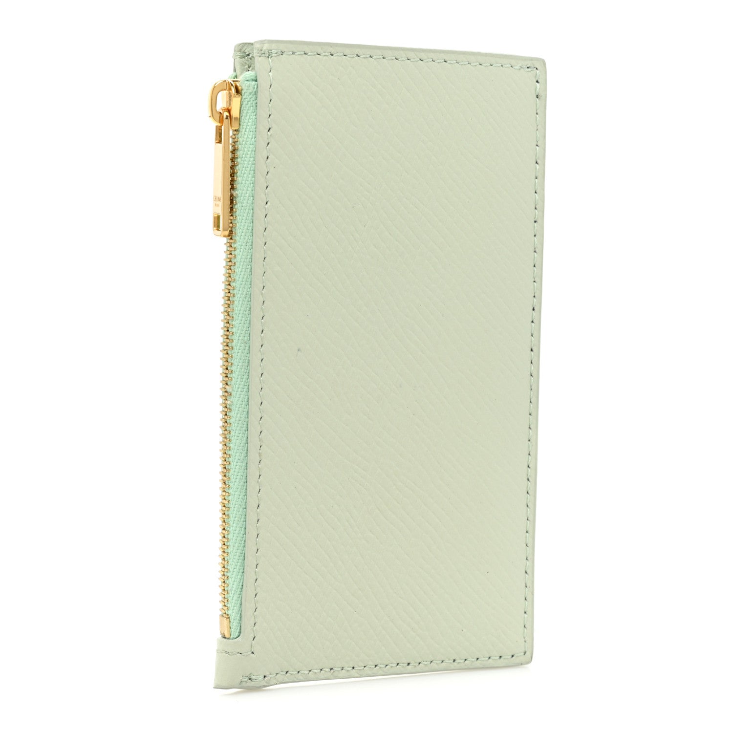 Celine Grained Calfskin Zipped Card Holder Vert D'eau 3 of 13