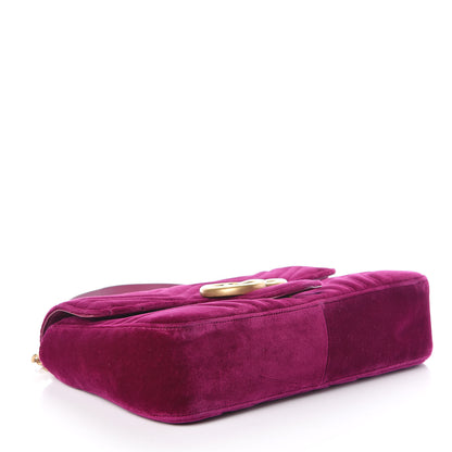 Gucci Velvet Matelasse Medium GG Marmont Shoulder Bag Fuchsia Violet Cyclamen 4 of 10