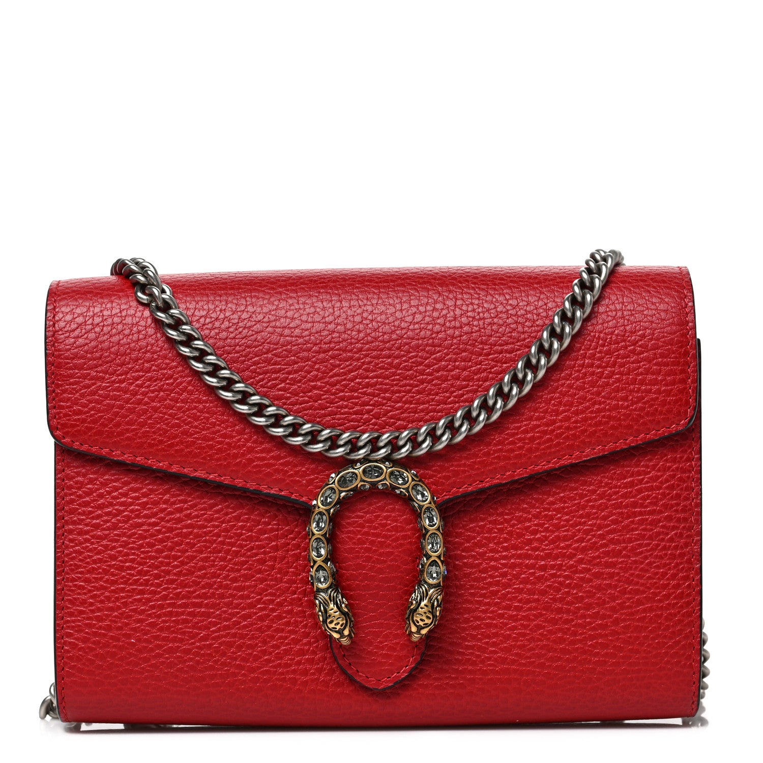 Gucci Calfskin Mini Dionysus Chain Wallet Hibiscus Red 1 of 8