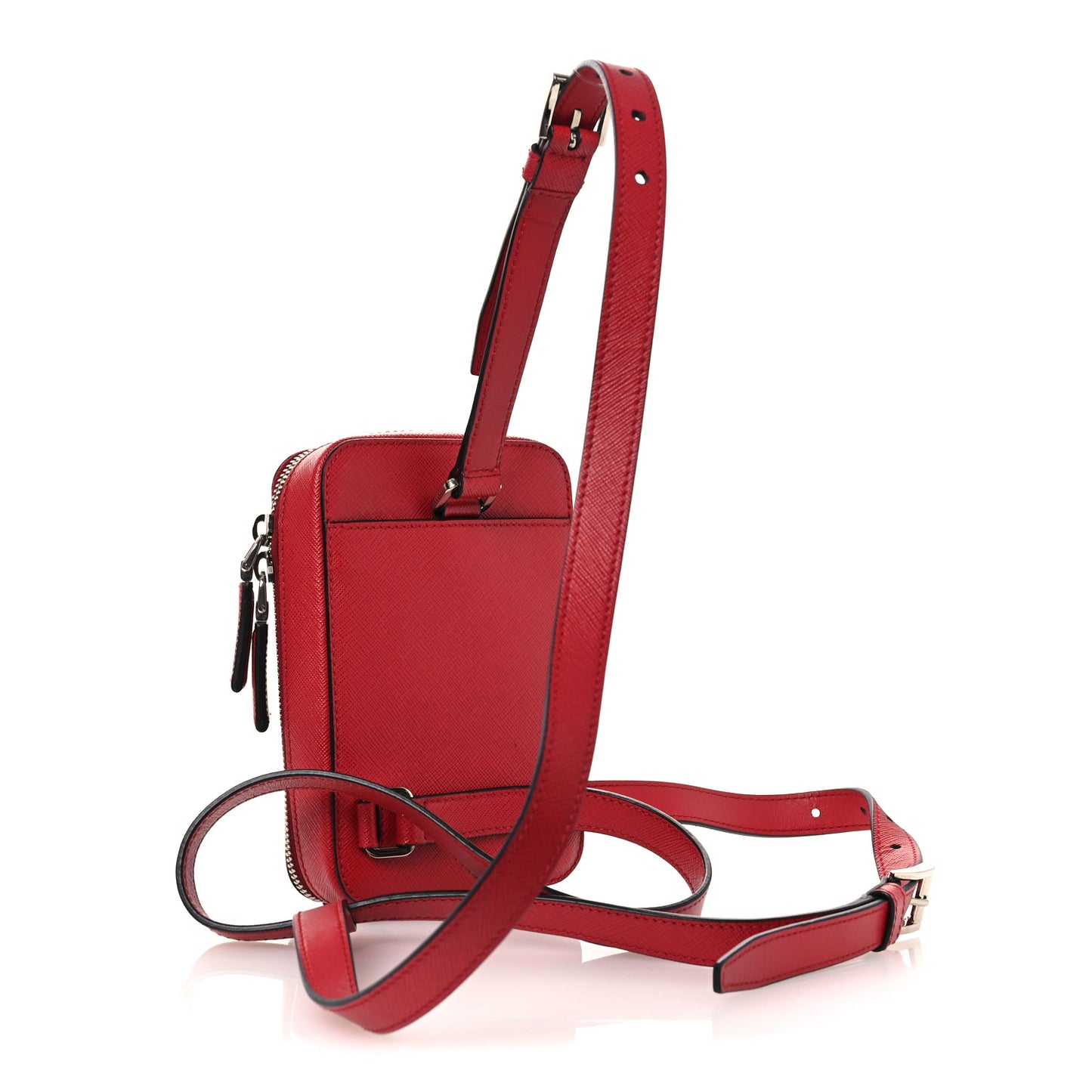Saffiano Harness Crossbody Travel Pouch Fuoco