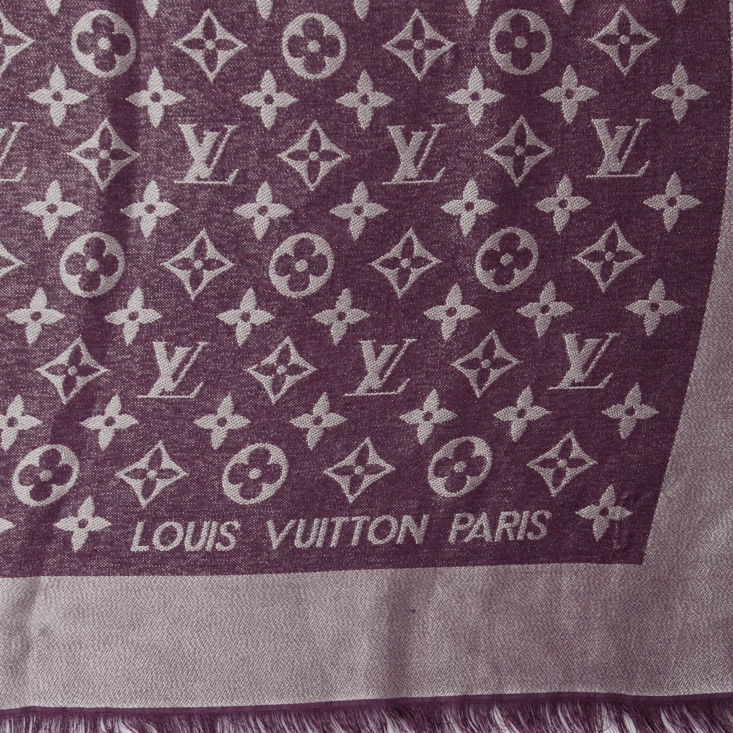Louis Vuitton Silk Lurex Wool Monogram Shine Shawl Amarante 4 of 6