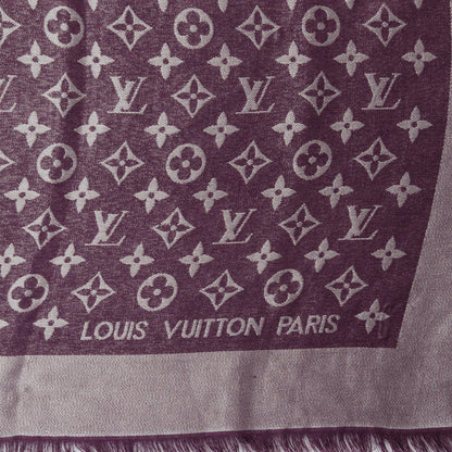 Louis Vuitton Silk Lurex Wool Monogram Shine Shawl Amarante 4 of 6