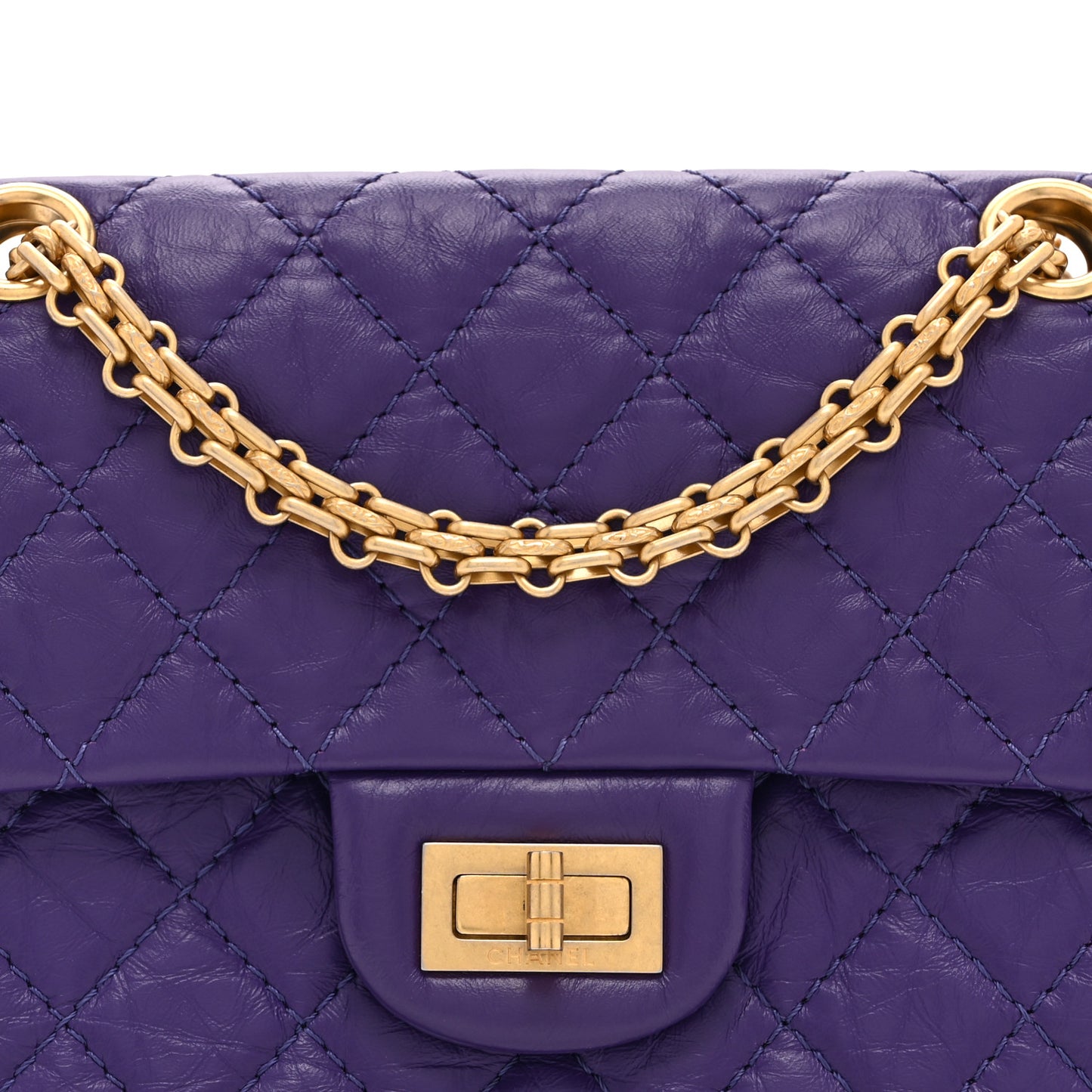 Aged Calfskin Quilted 2.55 Reissue Mini Flap Purple