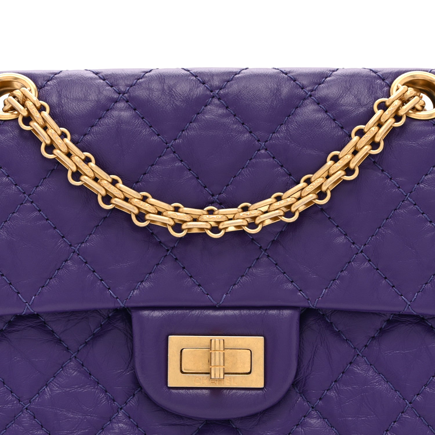 Chanel Aged Calfskin Quilted 2.55 Reissue Mini Flap Purple 8 of 11
