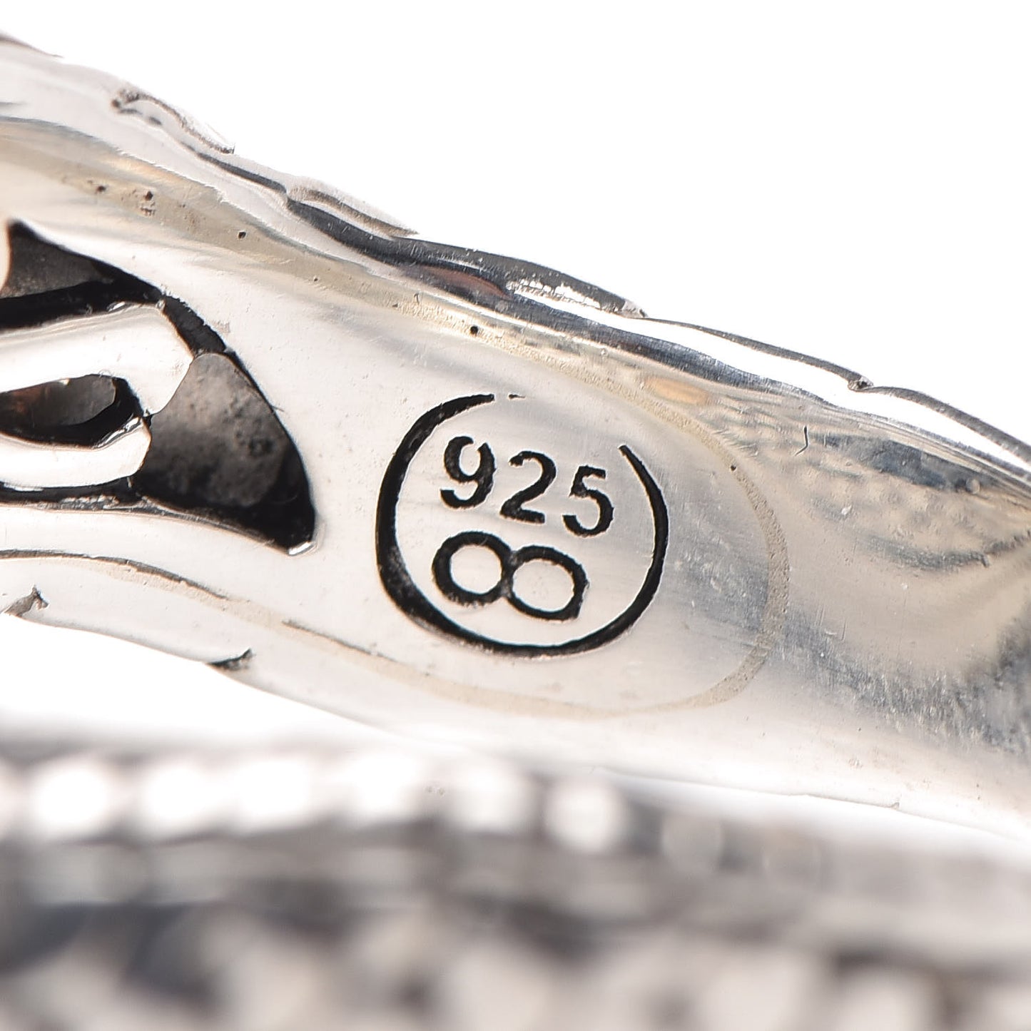 Sterling Silver 18K Yellow Gold Hematite Naga Dragon Head Ring 57 8