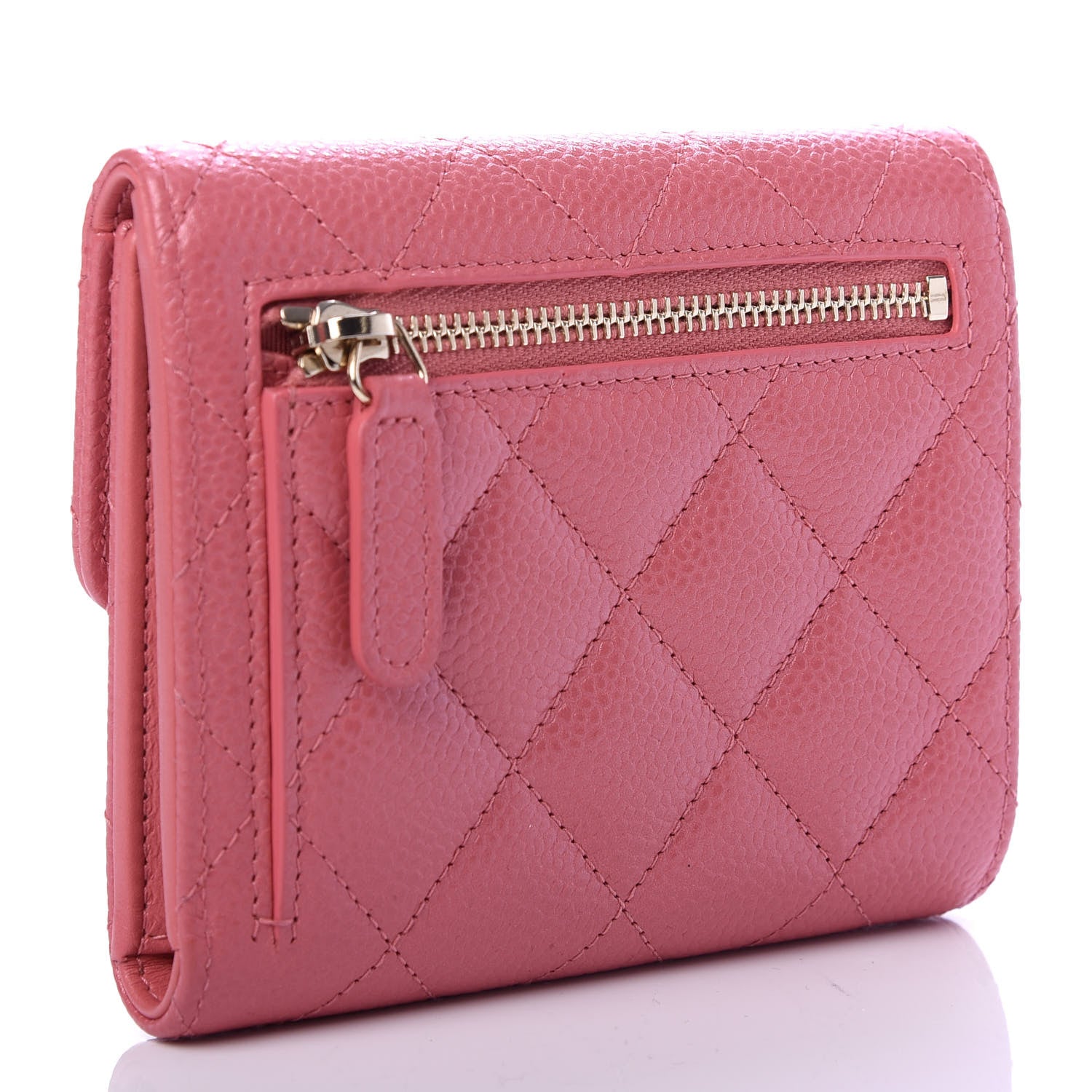 Chanel Metallic Caviar Quilted Compact Flap Wallet Pink 3 of 7