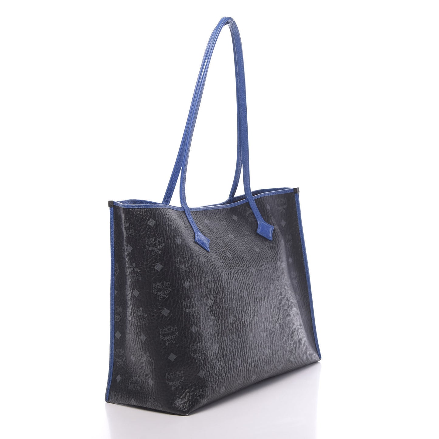 Metallic Visetos Medium Kira Shopper Tote Black Blue