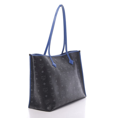 MCM Metallic Visetos Medium Kira Shopper Tote Black Blue 4 of 17