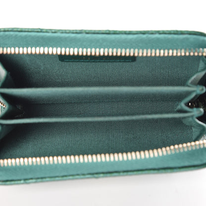 Chanel Metallic Caviar Quilted Zip Coin Purse Green 5 of 9