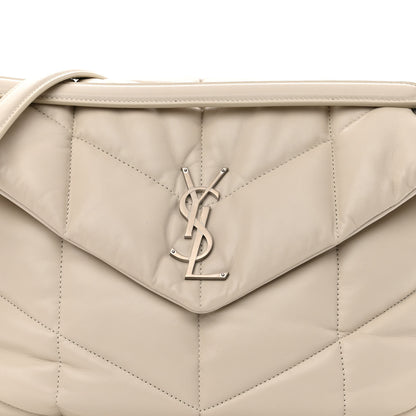 Saint Laurent Lambskin Quilted Medium Loulou Puffer Monogram Chain Satchel Crema Soft 6 of 9