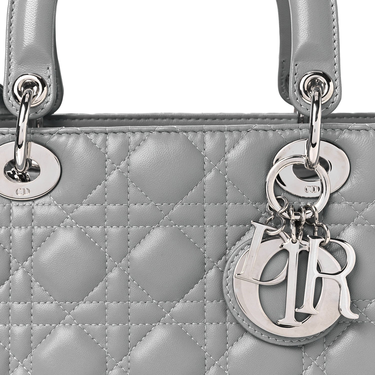 Christian Dior Lambskin Cannage Medium Lady Dior Grey 8 of 10
