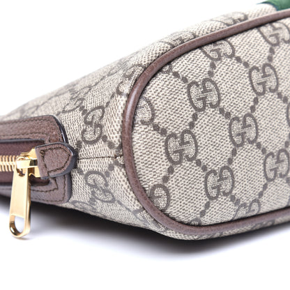 Gucci GG Supreme Monogram Textured Calfskin Web Large Ophidia Cosmetic Case Beige Ebony New Acero 8 of 11