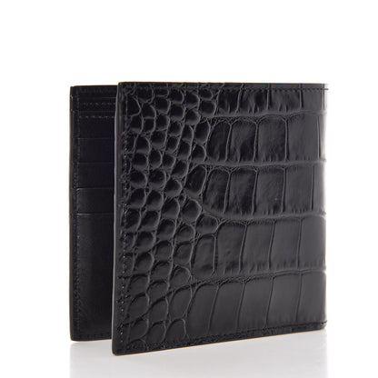 Celine Crocodile Embossed Calfskin Bi-Fold Wallet Black 3 of 9