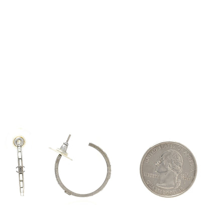 Chanel Baguette Crystal CC Hoop Earrings Silver 2 of 5