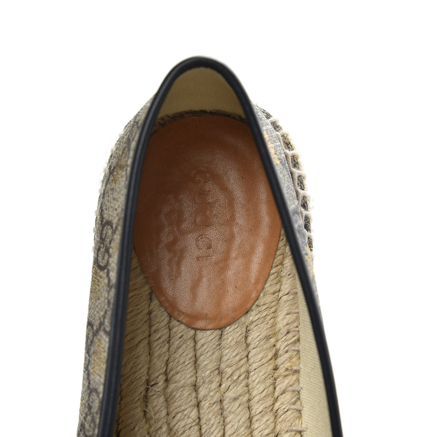GG Supreme Monogram Bees Espadrille Flats 38.5 Beige Ebony Oro Black