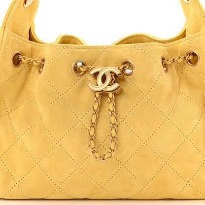 Chanel Suede Quilted Mini Chanel 25 Handbag Yellow 8 of 11